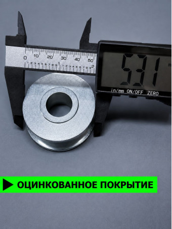 Ролик Ф54 металлический под трос СПЕЦДЕТАЛЬ оцинкованный. РОЛ-2