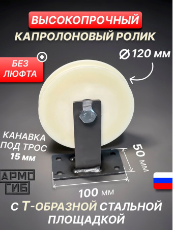 Блок капролон с шкив-роликом Ф120 мм и площадкой БМПСК120