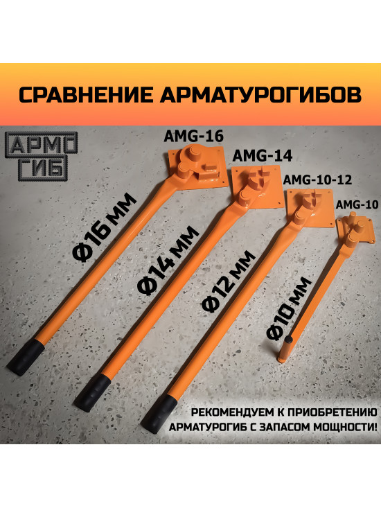 Армогиб АМГ-14 ручной станок для гибки арматуры диаметром от 6 мм до 14 мм (включительно) рифленой и 16 мм гладкой/АРМОГИБ AMG14